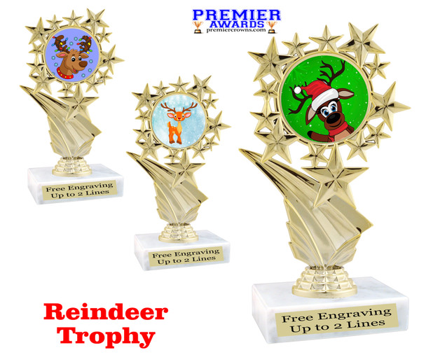 Reindeer Trophy.   6" tall.  Includes free engraving.   A Premier exclusive design! 696