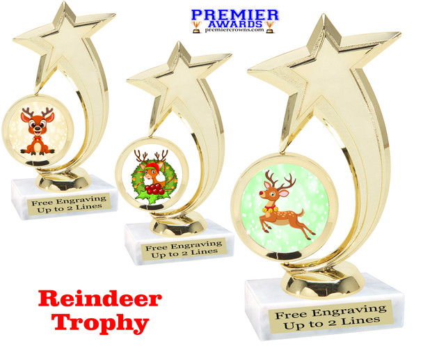 Reindeer Trophy.   6" tall.  Includes free engraving.   A Premier exclusive design! 6061g