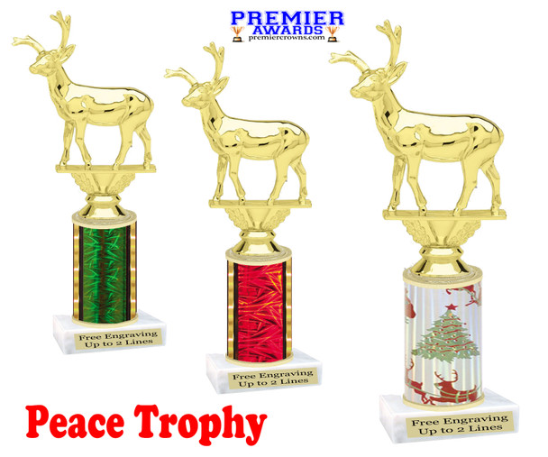 Reindeer theme trophy. Choice of column and trophy height.   Great for all of your holiday events and contests. 