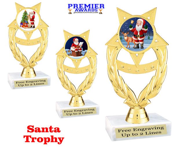 Santa Trophy.  6" tall.  Includes free engraving.   A Premier exclusive design! ph97