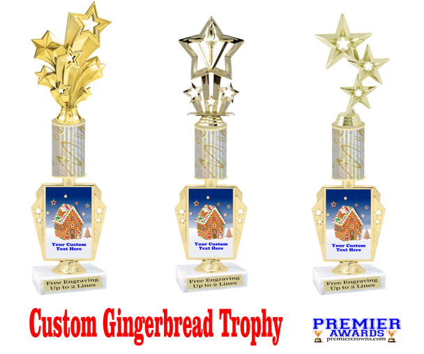 Custom Gingerbread Trophy.  Great trophy for those Holiday Events, Pageants, Contests and more!   15" tall