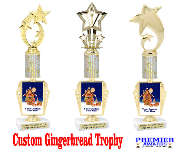 Custom Gingerbread Trophy.  Great trophy for those Holiday Events, Pageants, Contests and more!   15" tall - Design 4