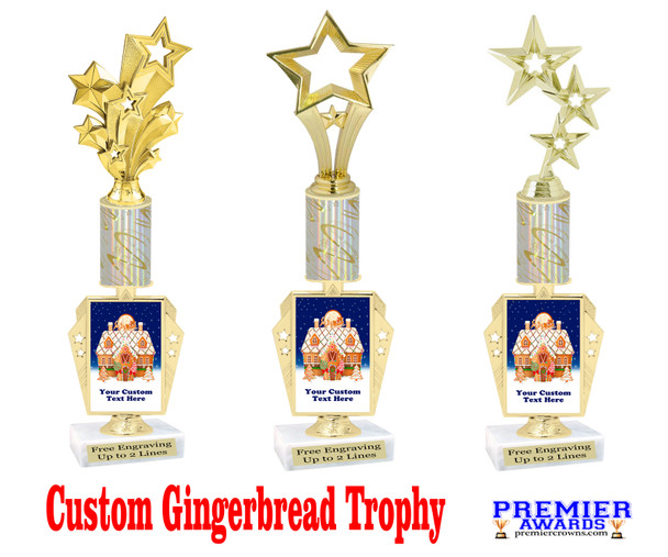 Custom Gingerbread Trophy.  Great trophy for those Holiday Events, Pageants, Contests and more!   15" tall - Design 5