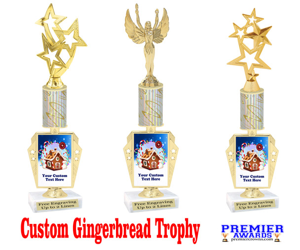 Custom Gingerbread Trophy.  Great trophy for those Holiday Events, Pageants, Contests and more!   15" tall - Design 6