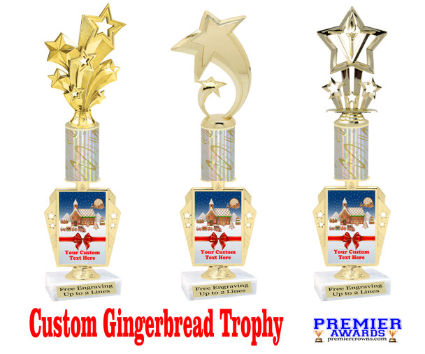 Custom Gingerbread Trophy.  Great trophy for those Holiday Events, Pageants, Contests and more!   15" tall - Design 7