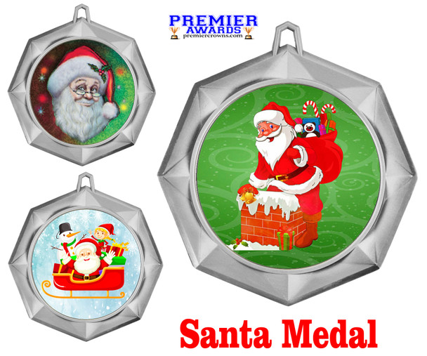 Santa  Medal  Choice of 9 designs.  Includes free engraving and neck ribbon  (43273s