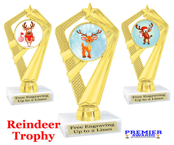 Reindeer Trophy.   Includes free engraving and choice of artwork.   A Premier exclusive design! ph111