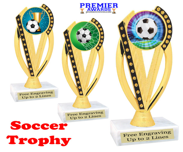 Soccer trophy.  6.5" Soccer trophy with choice of artwork. Great for your teams, schools and more!  ph76