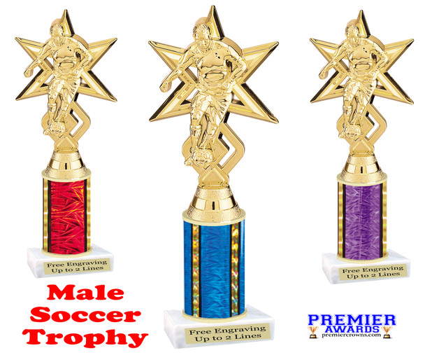 Male Soccer trophy.   Great trophy for your soccer team, schools and rec departments  7805