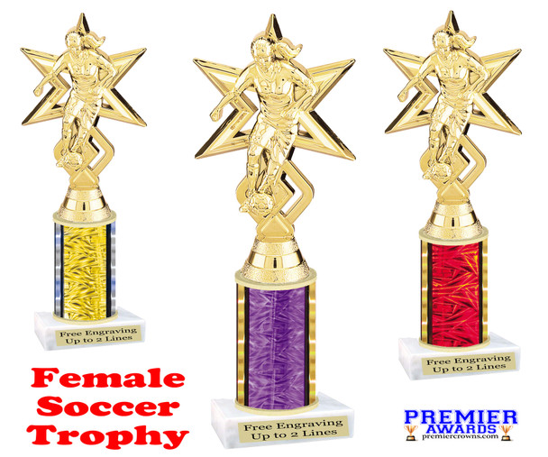 Female Soccer trophy.   Great trophy for your soccer team, schools and rec departments  7804