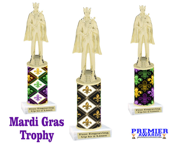 Mardi Gras trophy.   Great trophy for your Mardi Gras events, costume contests, pageants and more.  King