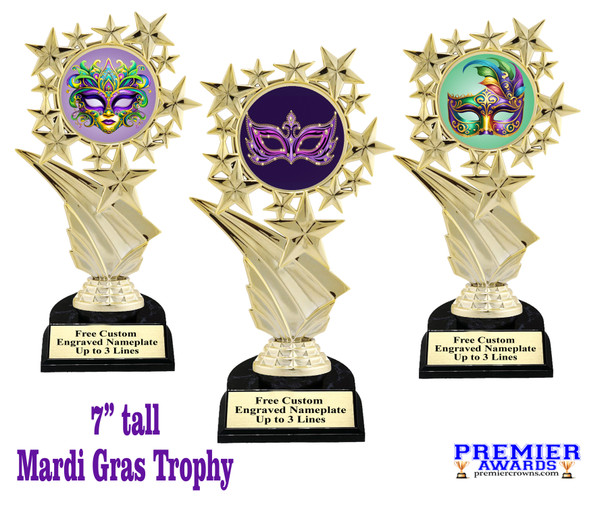 Mardi Gras Theme trophy.  Great trophy for your pageants, events, contests and more!   696