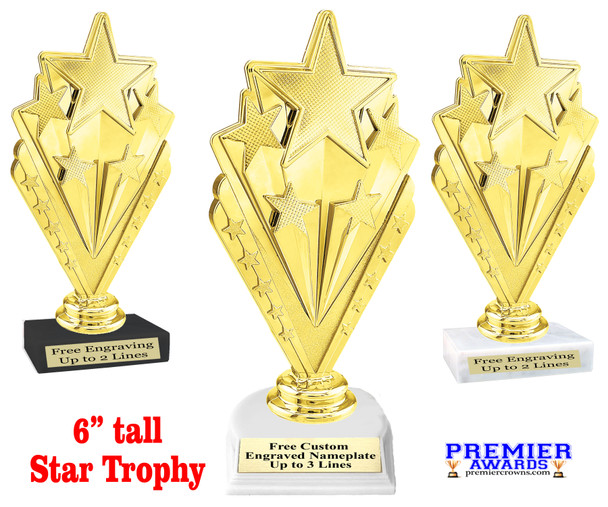 Star Trophy.  Star figure on choice of base.  Great for side awards, pageants, or for the star in your life!  92566