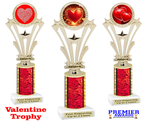 Valentine theme trophy.  Great trophy for your pageants, events, contests and more!   Red column h416