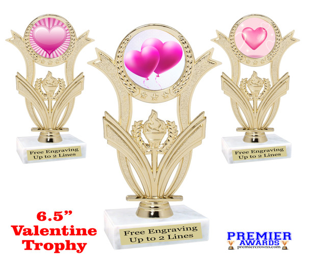 Valentine theme  Trophy.   Great award for your pageants, events, competitions, parties and more. h414