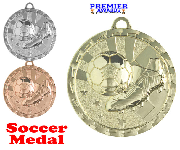 Soccer  Medal  Choice of 3 finishes. Soccer medal. Great for your Soccer teams, schools, rec departments