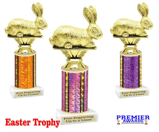 Easter theme Trophy. Choice of column color and height.  Great award for your pageants, events, competitions, parties and more. Bunny