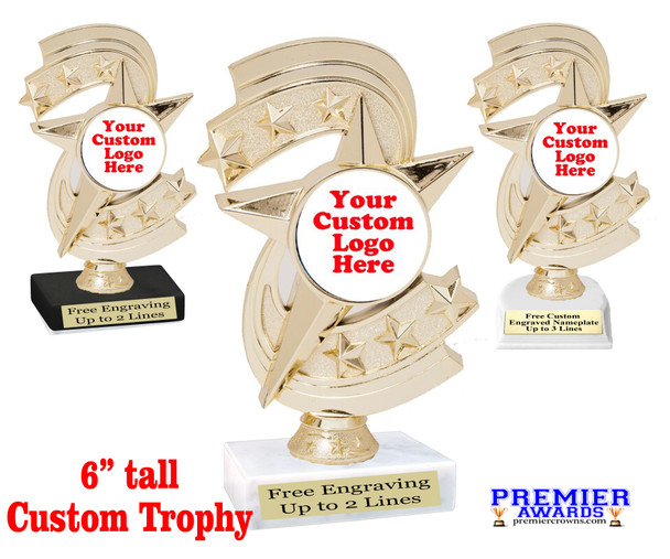 Custom trophy 6" tall.  Upload your logo or custom artwork for a unique award perfect for any event, contest or gift.