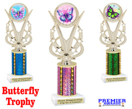 Butterfly theme Trophy. Choice of trophy design and height.  Great award for your spring and Easter pageants, events, competitions, parties and more. H415