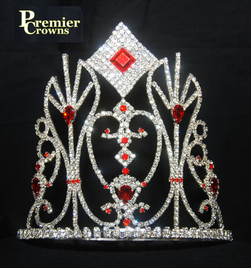 6" tall crown with red stone and adjustable band   (SH-062  d42)