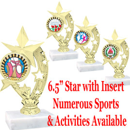 6.5" Star Trophy with choice of numerous activities & sports insert