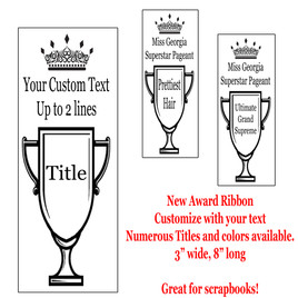 New Printed Award Ribbon - Available in multiple colors and titles. Customize with your text.