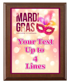 Mardi Gras Theme Full Color Plaque.  Customize with your text.  5 Plaques sizes available.  002