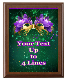 Mardi Gras Theme Full Color Plaque.  Customize with your text.  5 Plaque sizes available.  003