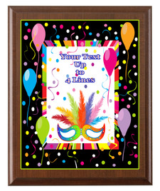 Mardi Gras Theme Full Color Plaque.  Customize with your text.  5 Plaque sizes available.  004