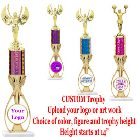 Custom Trophy.  Choice of column color, figure and trophy height.  Height starts at 14".  Upload your logo or custom art work.  (6014)