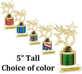 5" tall trophy with choice of color.  Great for side awards and participation.  (190-g)