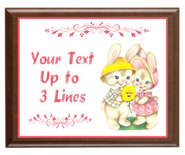 Easter Theme Full Color Plaque.  Customize with your text.  Brown or Black Plaques in numerous sizes.  (es004)