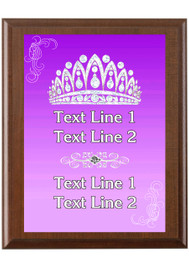 Custom Full Color Plaque.  Brown plaque with full color plate. 5 Plaques sizes available - Crown 04