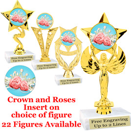 Crown and Roses insert with choice of figure.  22 figures available.