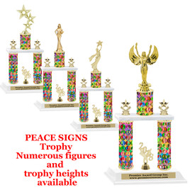 Peace Sign 2-Column trophy.  Numerous trophy heights and figures available