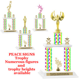 Peace Sign 2-Column trophy.  Numerous trophy heights and figures available  (001)