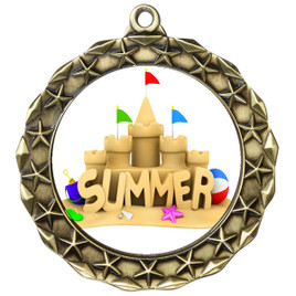  Beach Sandcastle Medal.  Includes free engraving and neck ribbon. (md40g