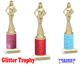 Glitter Column trophy with choice of glitter color, trophy height and base.  SR. Queen