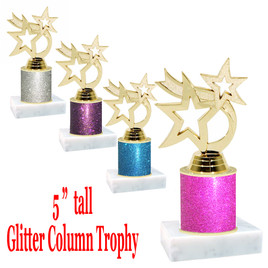 Glitter Column trophy with choice of glitter color.  5 "  tall - great for side awards, participation and more!  Gold Waving Star