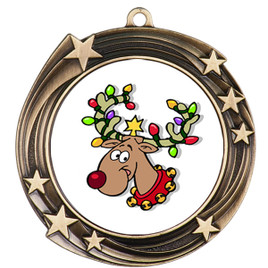 Reindeer  theme medal..  Includes free engraving and neck ribbon.   reindeer 930