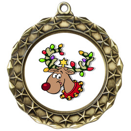 Reindeer  theme medal..  Includes free engraving and neck ribbon.   reindeer md40g