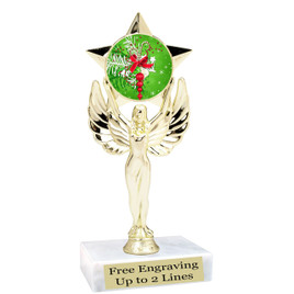 Holiday theme  trophy with choice of base.  6" tall  - mf1080