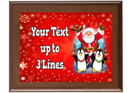 Christmas - Winter theme Custom Full Color Plaque.  Brown plaque with full color plate. 5 Plaques sizes available - Winter 010