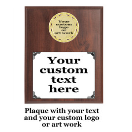 Custom plaque.  Upload your logo or artwork for insert and enter custom text.  5 Plaques sizes available