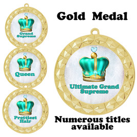 Pageant Medal with Title Specific insert.  Numerous titles available.  (935g-crown 4