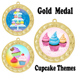 Cupcake theme medal.  Includes free engraving and neck ribbon.  (cupcake-935g