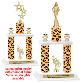 Animal Print 2-Column trophy with choice of trophy height and numerous figures available.  Go "Wild" with your awards!