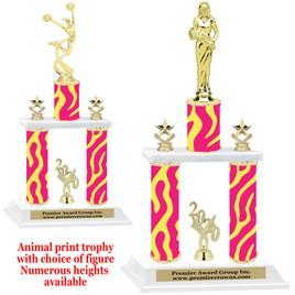 Animal Print 2-Column trophy with choice of trophy height and numerous figures available.  Go "Wild" with your awards!  (010