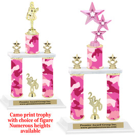 Camo Print 2-Column trophy with choice of trophy height and numerous figures available.  004