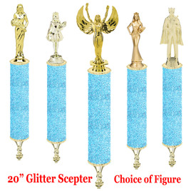 Glitter Scepter!  20" tall with choice of figure.   Light Blue  Glitter